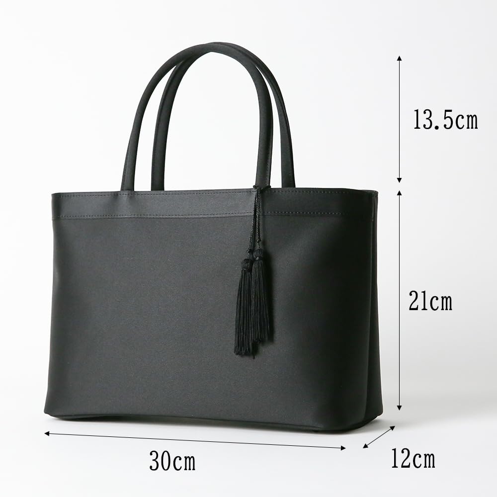 Black Formal Made in Entrance Graduation Structure Tote Bag with Tassel iw60438 [Iwasa] [Iwasa] Bag, Women's, Japan, Black, Large, Ceremonies,