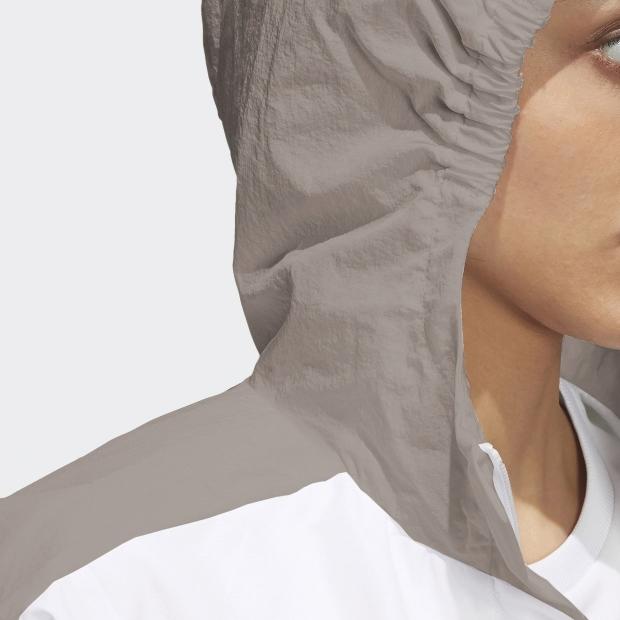 Adidas Куртка-трансформер с капюшоном в двустороннюю полоску, женская верхняя одежда, белая HE9990