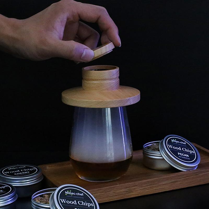 2025 Коптильня из массива дерева A Набор коктейльной деревянной коптильни в виде летающей тарелки для виски и алкогольных напитков