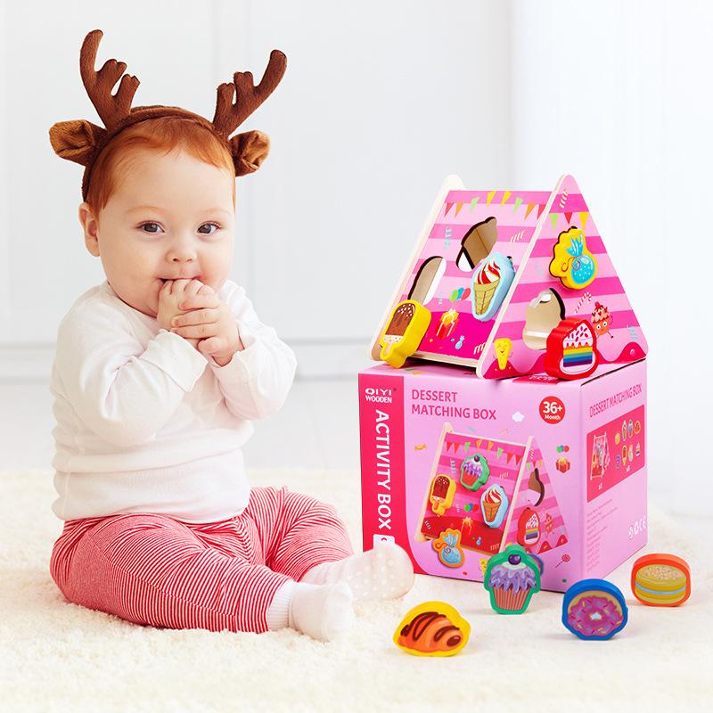 Развивающий набор кубиков для раннего обучения, Коробка для сортировки, Детская мультяшная животная, транспортная, фруктовая познавательная головоломка, Деревянная игрушка