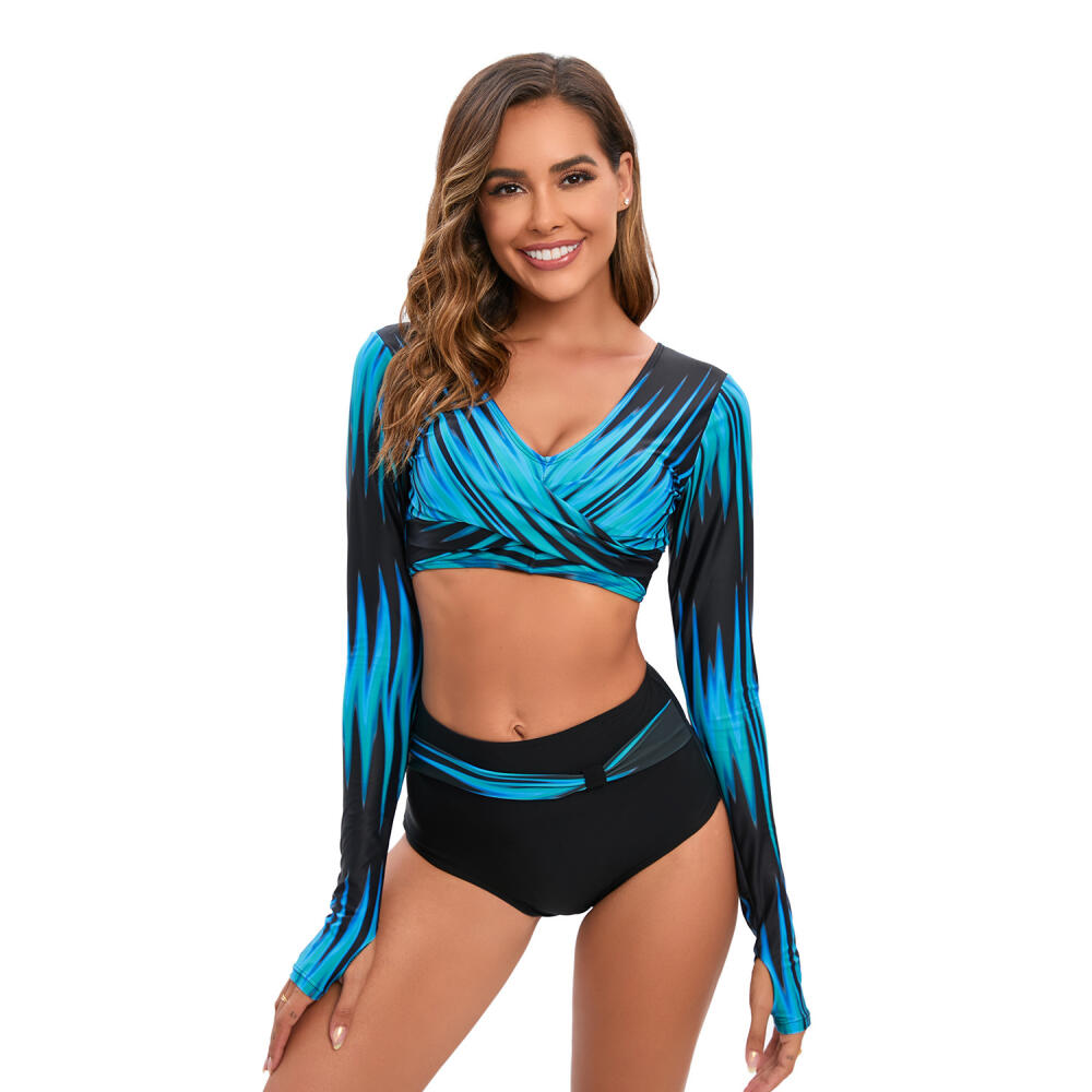 Купальник для серфинга с длинными рукавами, раздельный, солнцезащитный, женский, модный, гидрокостюм для дайвинга