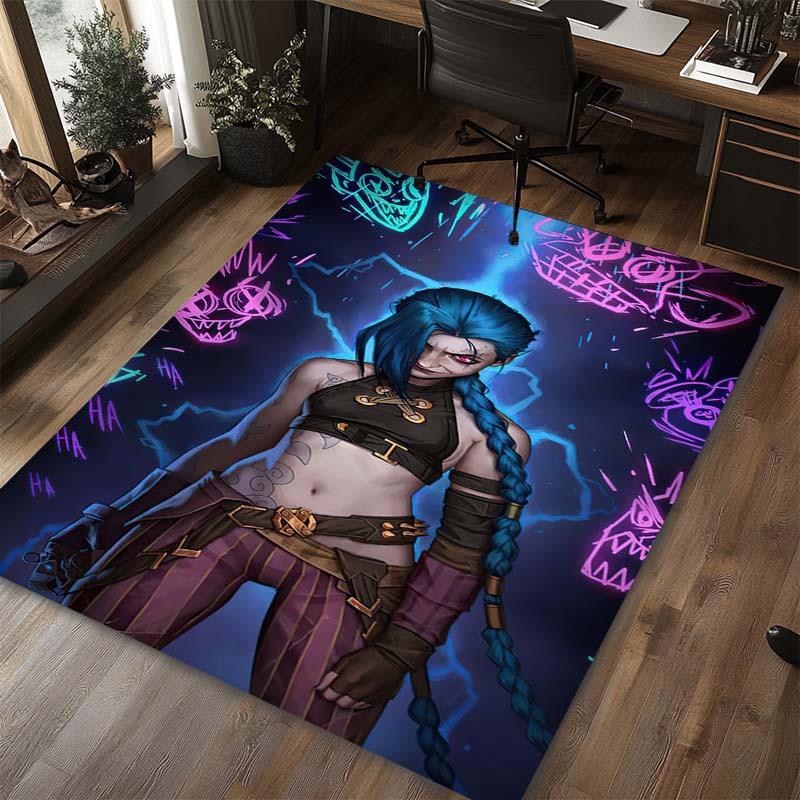 Jinx-Arcane Pattern Hip-Hop Style Carpet Chair Mat Office Decor Christmas Holiday Gift Birthday Present 800g/m²