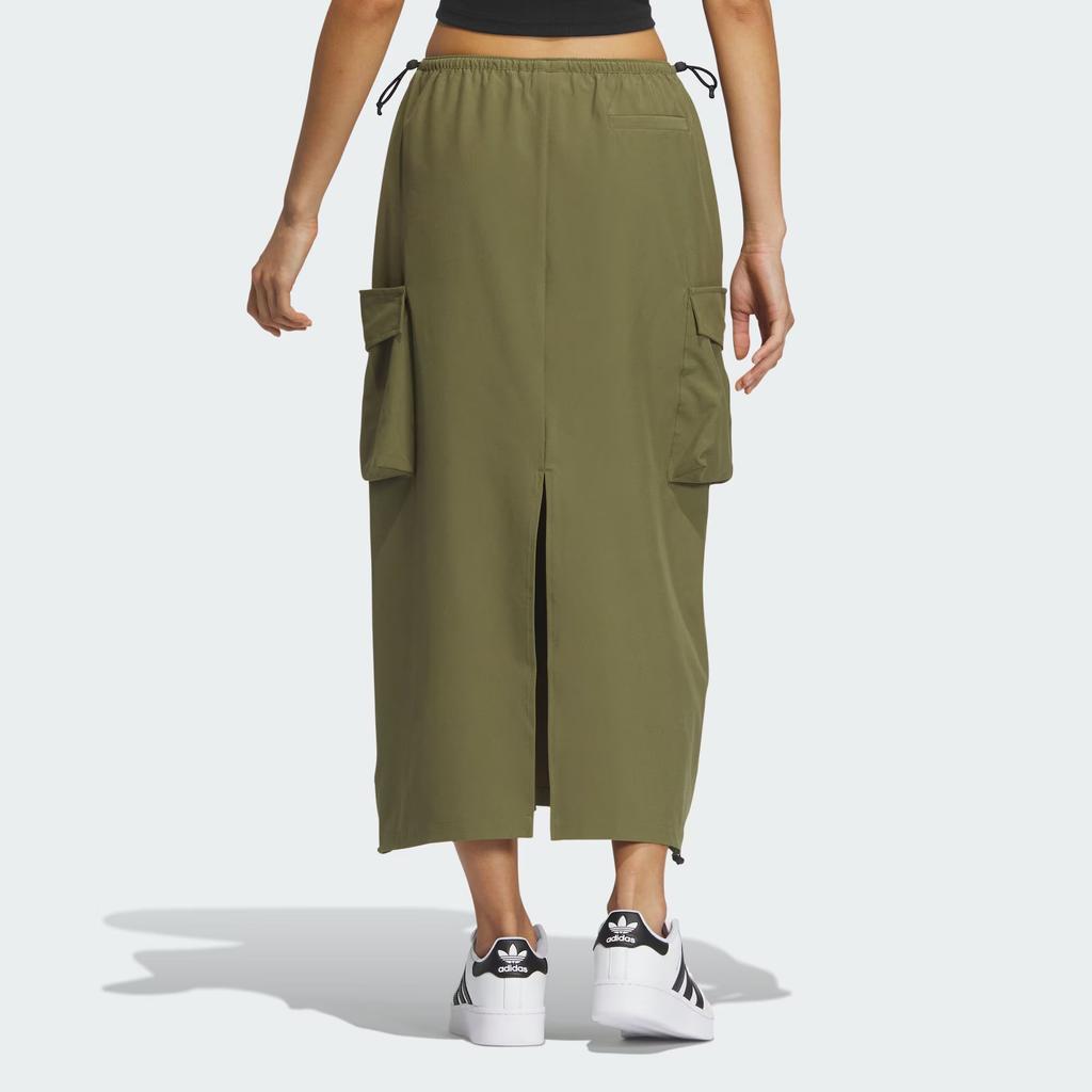 Adidas Юбка-карго Originals Three Stripes с логотипом, длинная спортивная повседневная юбка, женские юбки темно-оливково-зеленого цвета IY9494