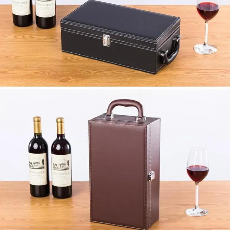 Коробка из искусственной кожи, винтажная винная бутылка, держатель для хранения, подарочный чехол, модная упаковка, высококачественная подарочная коробка для друзей и бизнеса