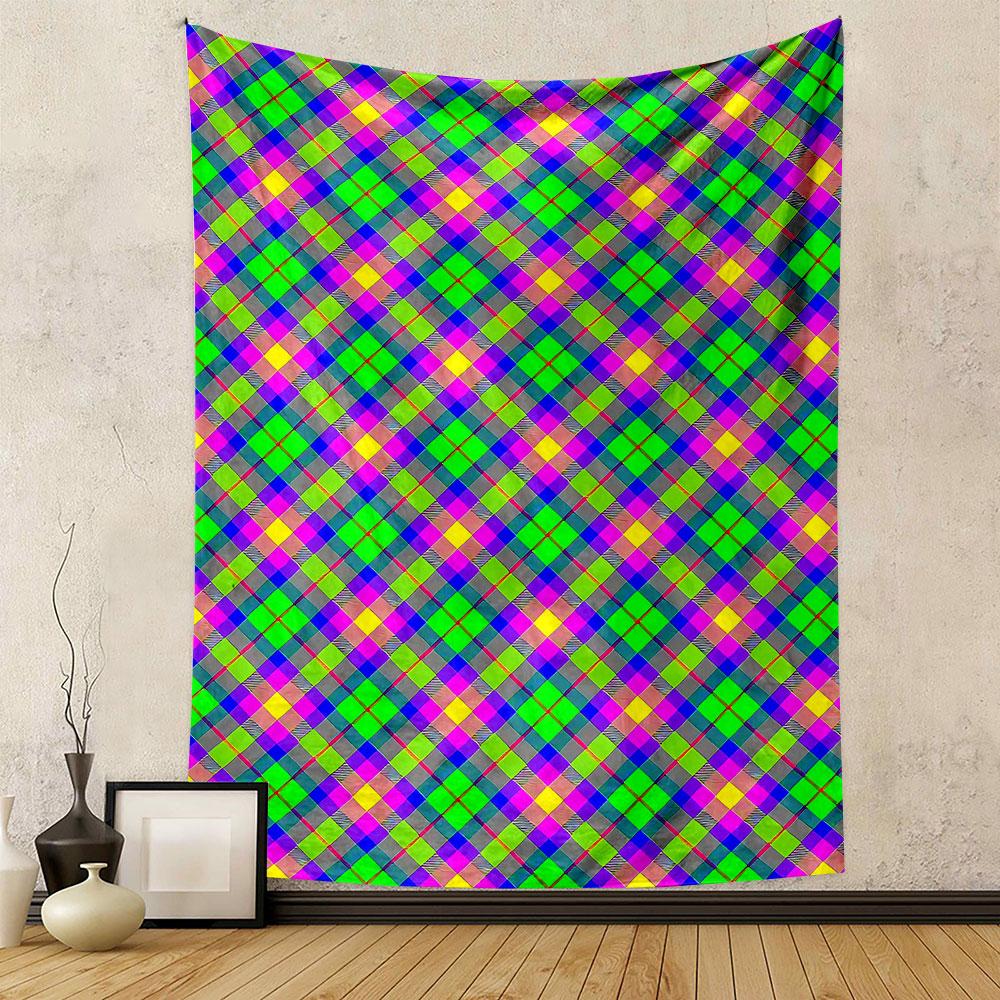 Colorful Geometric Plaid Pattern Patterned tapestry home decor, suitable for bedroom and living room, gift