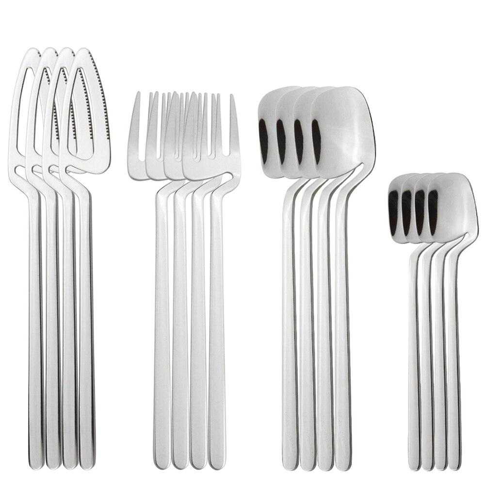 16Pcs Purple 304 Stainless Steel Mirror Polished Tableware Cutlery Set Knives Fork Coffee Spoons Dinnerware Set Party Kitchen Silverware Set