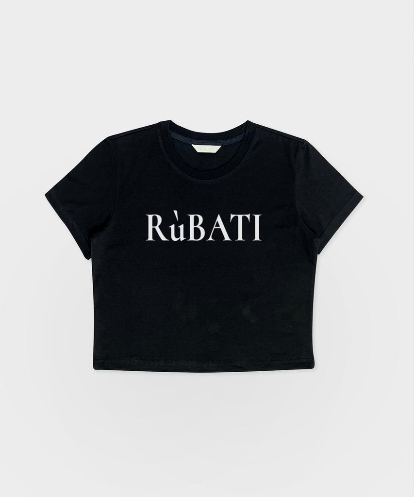 Укороченная футболка с логотипом RUBATI_Черная