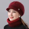 Women's Warm Knitted Winter Hat Warm Hat with Padded Fleece Lining and Ear Protection with Sun Visor Brim