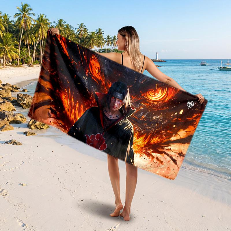 Itachi Uchiha Printed Swim Towel, Portable Water Absorbent Towel for Beach Camping Daily Bathroom Use