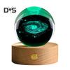 Faux Crystal Ball Light Calming Cosmic Night Light Clear Lighted Stellar Spheres with Wooden Base for Bedside Table Desk