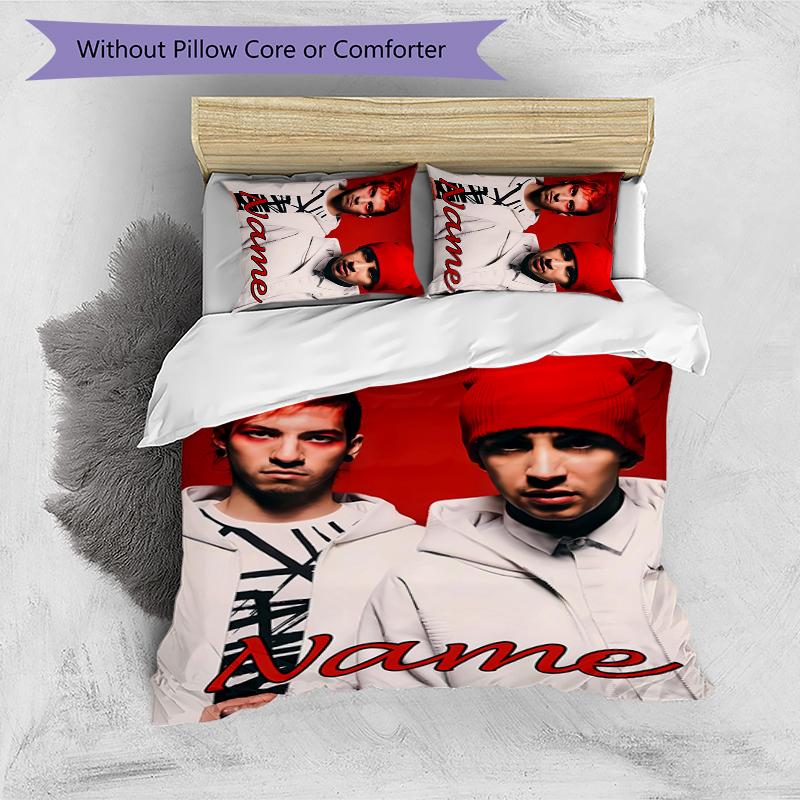 3pcs Custom Name twenty one pilots Bedding Set Duvet Cover Closure Includes 1 Duvet Cover & 2 Pillowcases for All Seasons Bedroom Decor