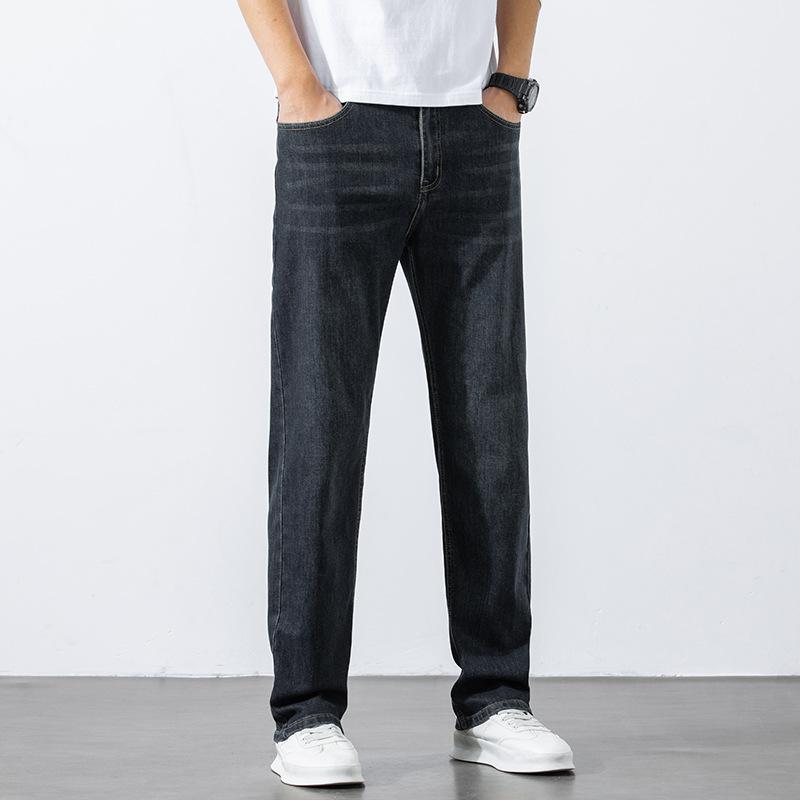 Мужские Джинсы Осень Зима Новый Стиль Ретро Свободные Прямые Широкие Штаны Эластичные Модные Брюки Универсальные и Повседневные