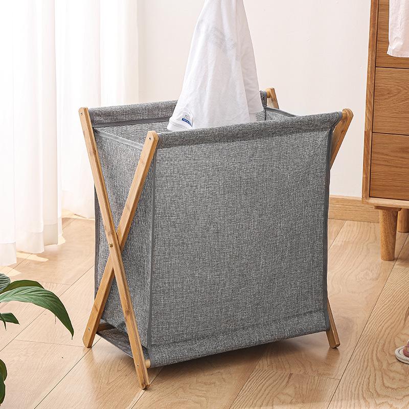 Solid Wood Foldable Laundry Hamper: Large, Durable Storage Basket for Clothes In Laundry Room or Bathroom.