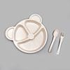 Wheat Bear Children's Plate Set 3-piece Cartoon Tableware Students Divided Breakfast Plate Delivery Spork