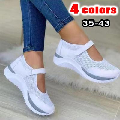 Женская модная повседневная обувь Кроссовки на танкетке Женские кроссовки на воздушной подушке Спортивная обувь с дышащей сеткой Обувь без шнуровки на платформе Большие размеры 35-43