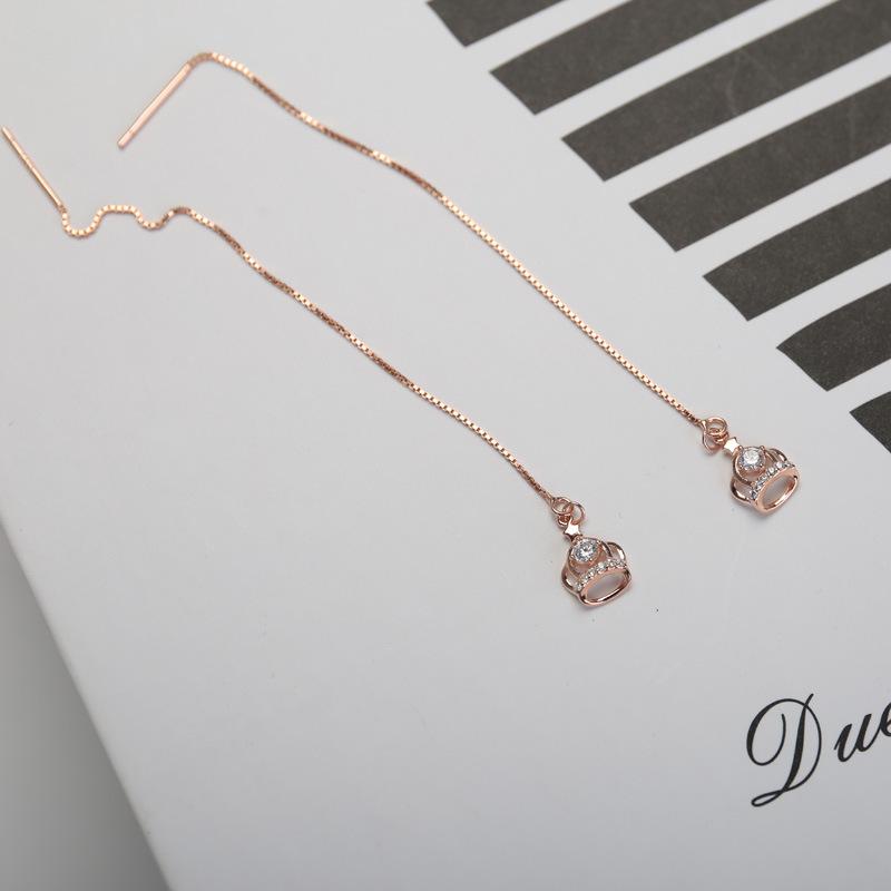 Корона Длинные серьги-подвески Женская мода Ins Style Супер Фея Кисточка Ухо Кабель Холодный стиль Ниша Дизайн Ухо Украшение