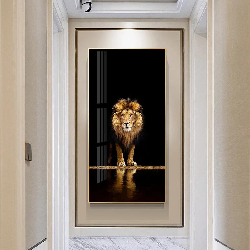 Черный золотой лев постеры с животными современный домашний декор холст живопись настенные художественные картины для гостиной декоративные принты БЕЗ РАМКИ