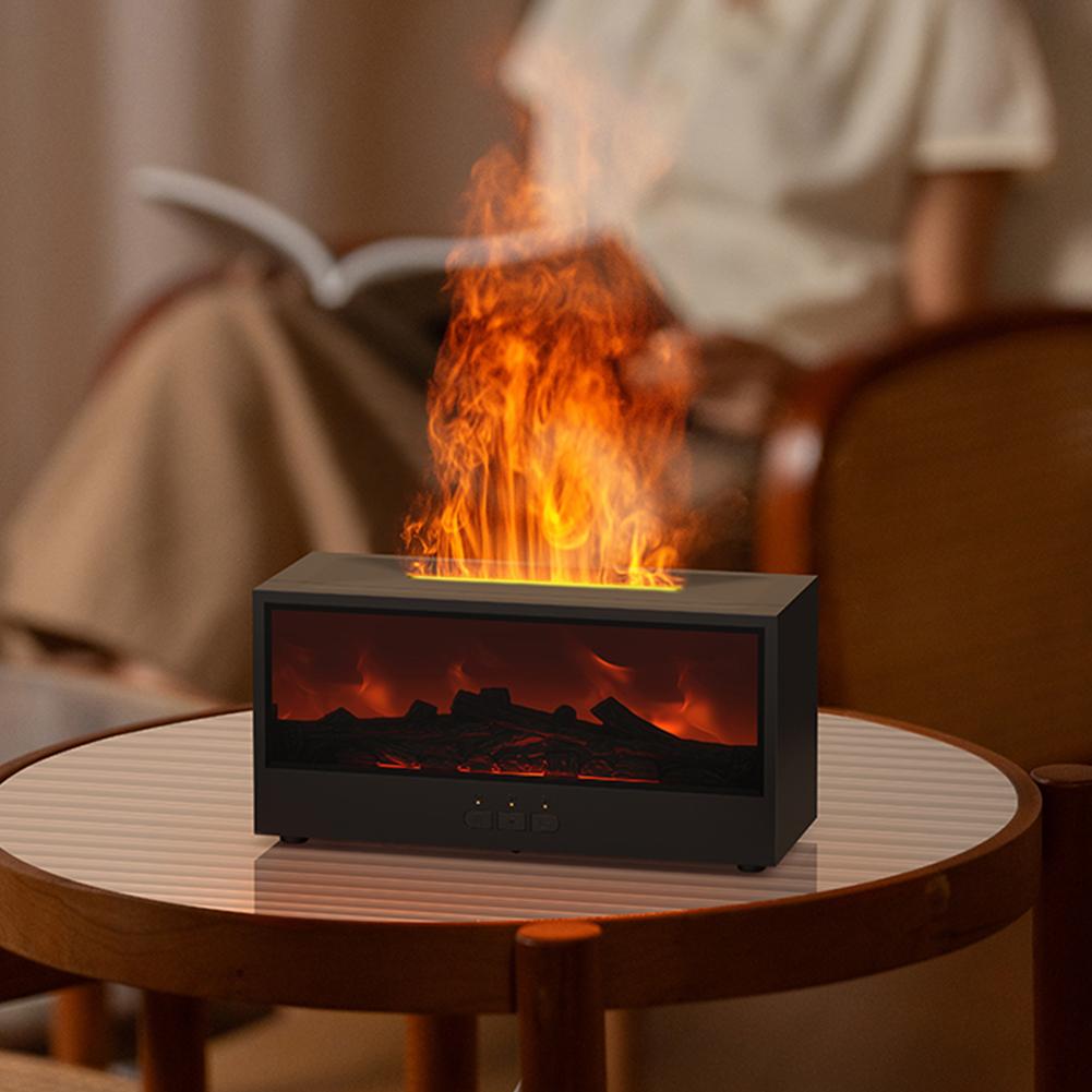 Динамический камин с пламенем, диффузор эфирных масел, емкость 150 мл, ультразвуковой туман, таймер и пульт дистанционного управления