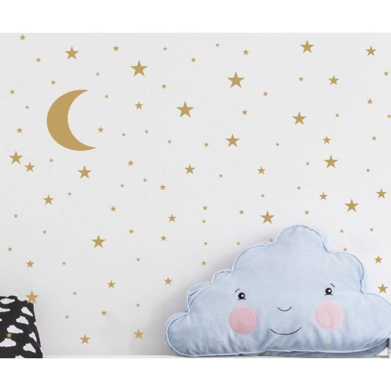 Комбинация звезд и луны, настенная наклейка для детей, детских комнат, спальни, фона, домашнего декора, обоев, самодельных наклеек, детских наклеек