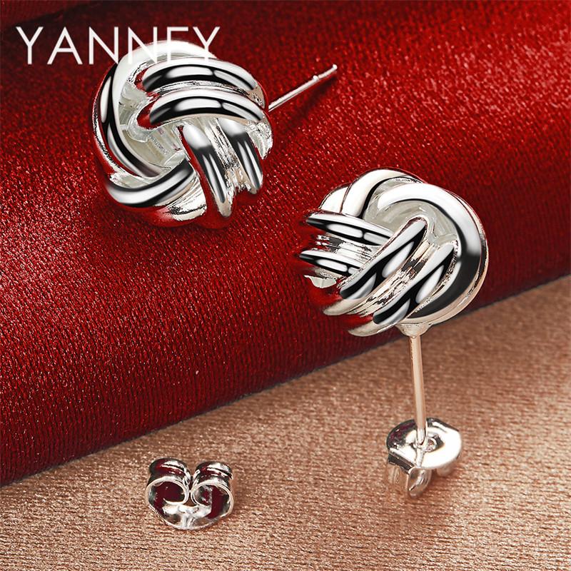 Stylish 925 Sterling Silver Delicate Braided Knotted Round Women's Earrings - Engagement Jewelry Party Accessories