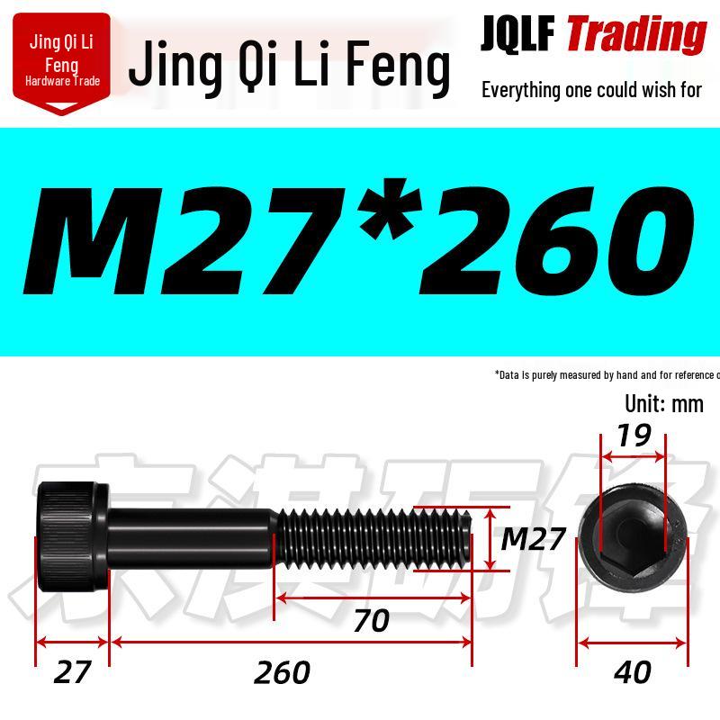 M20-M27 High Strength Blackened Hex Socket Head Cap Screw with Knurled Cylindrical Half Thread