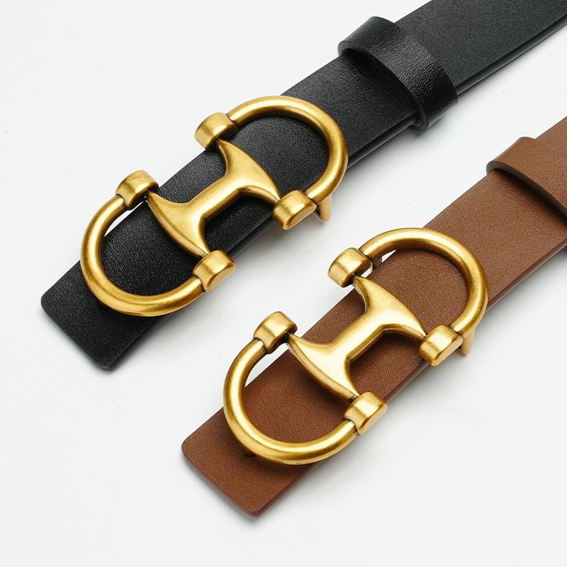 Women'S Belt Fashion Thin Belt Versatile New Skirt Dress Decorative Smooth Buckle Women'S Belt