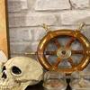 Деревянный руль корабля Пиратский деревенский капитан Колесо корабля Морское колесо Латунный якорь Руль корабля