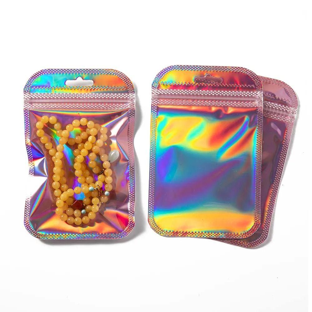 50 шт., пакеты для хранения продуктов с застежкой-молнией, самозапечатывающиеся DIY, упаковка для ювелирных изделий, модные упаковочные пакеты