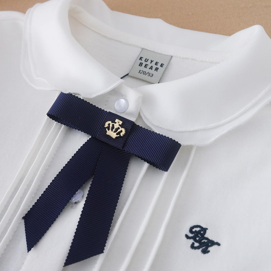 Детская весенне-осенняя рубашка с длинными рукавами для детей, одежда для девочек, детские топы, футболки, хлопковые однотонные изысканные блузки с завязками