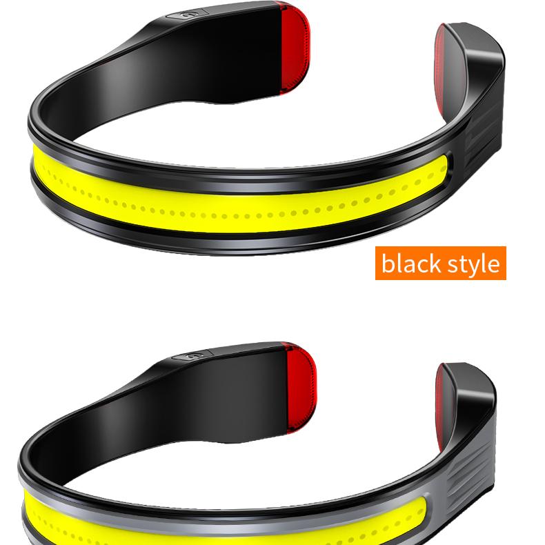 COB LED HeadLamp Type-C USB Rechargeable Headlight Multifunction Light Portable Head Flashlight Lamp Tail White & Red Light