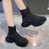 Fashion Crystal Flats Platform Ankle Sock Boots Women Shoes New 2024 Autumn Casual Fashion Women Boots Walking Travel Chaussures Femme
