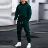 Мужской утепленный зимний комплект: худи и штаны - Однотонный, Повседневная спортивная одежда, Коллекция 2025.