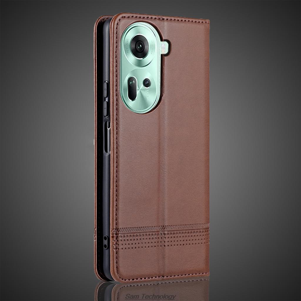Magnetic Adsorption Leather Fitted Case for OPPO Reno 11 5G / Reno11 5G Global EUR RUS Flip Cover Protective Case Fundas Coque