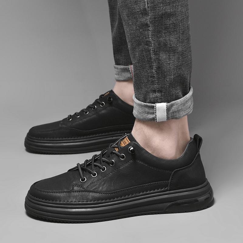 Новое поступление мужской обуви повседневные мужские кроссовки из натуральной кожи мужские удобные прогулочные туфли на шнуровке мужская однотонная обувь для отдыха на открытом воздухе