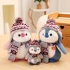 Penguin Plush Toy: Scarf Hat Pendant & Backpack Doll for Kids
