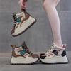 High-top Casual Sports Shoes for Women's Autumn and Winter New Thick-soled Heightening Small Color Matching Velvet Thickened Dad Shoes