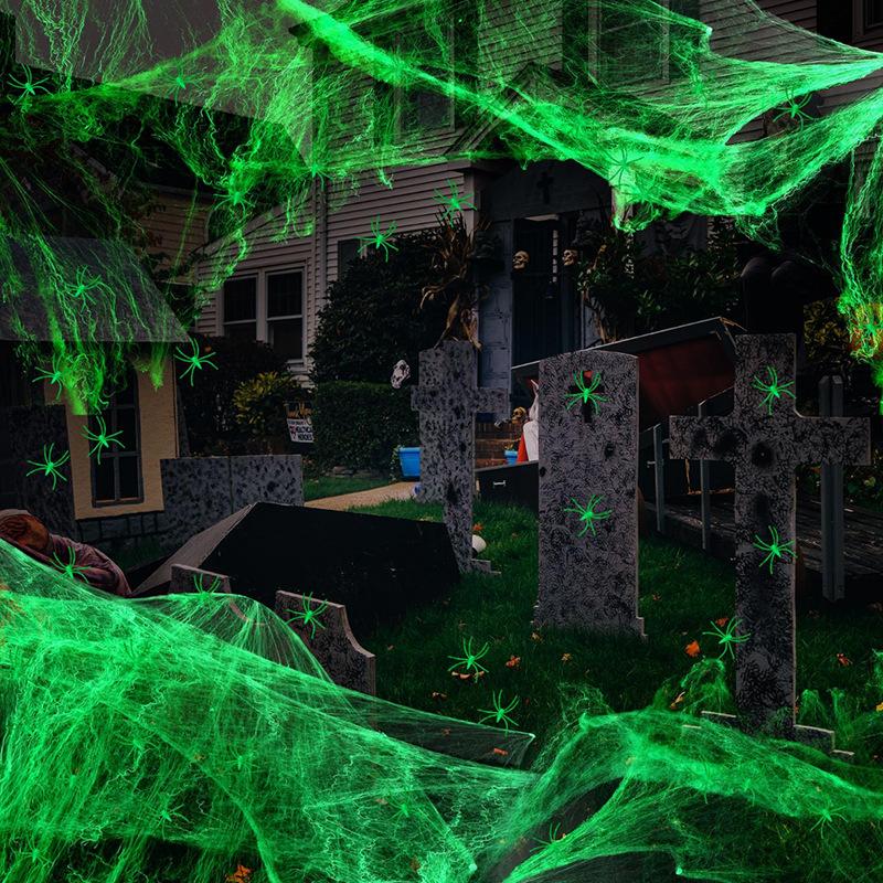 Spider Webs Halloween Decorations with Fake Spiders, Super Stretch Cobwebs for Halloween Indoor and Outdoor Party Sipplies