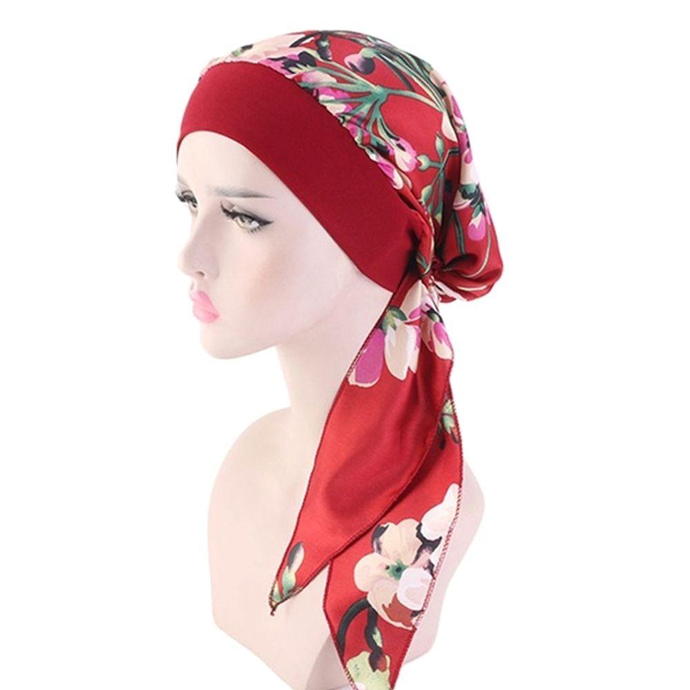 Fashion Headwear Pre-Tied Elastic Chemo Pirate Cap Hair Loss Hat Muslim Turban Cancer Head Scarf