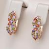 Full Colorful Zircon Crossing Drop Earrings for Women Trendy Geometric Accessories Light Luxury Jewelry