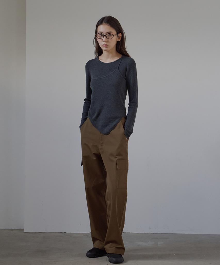 BUT'TON Cargo Pocket Wide Pants (Khaki Brown)
