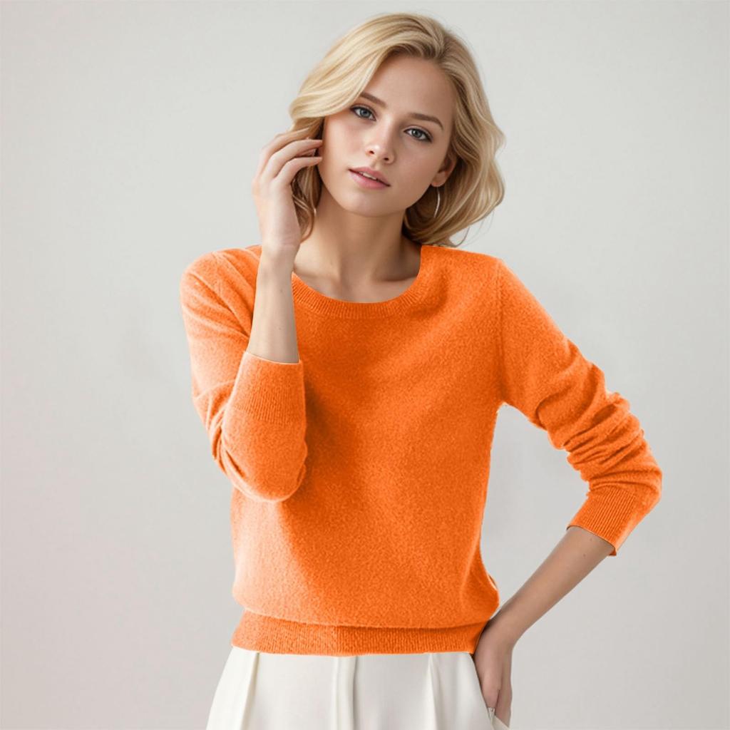 Pullover Sweaters For Women Round-neck Classic Long Sleeve Breathable Loose Soft Cozy Knitted Sweater Tops