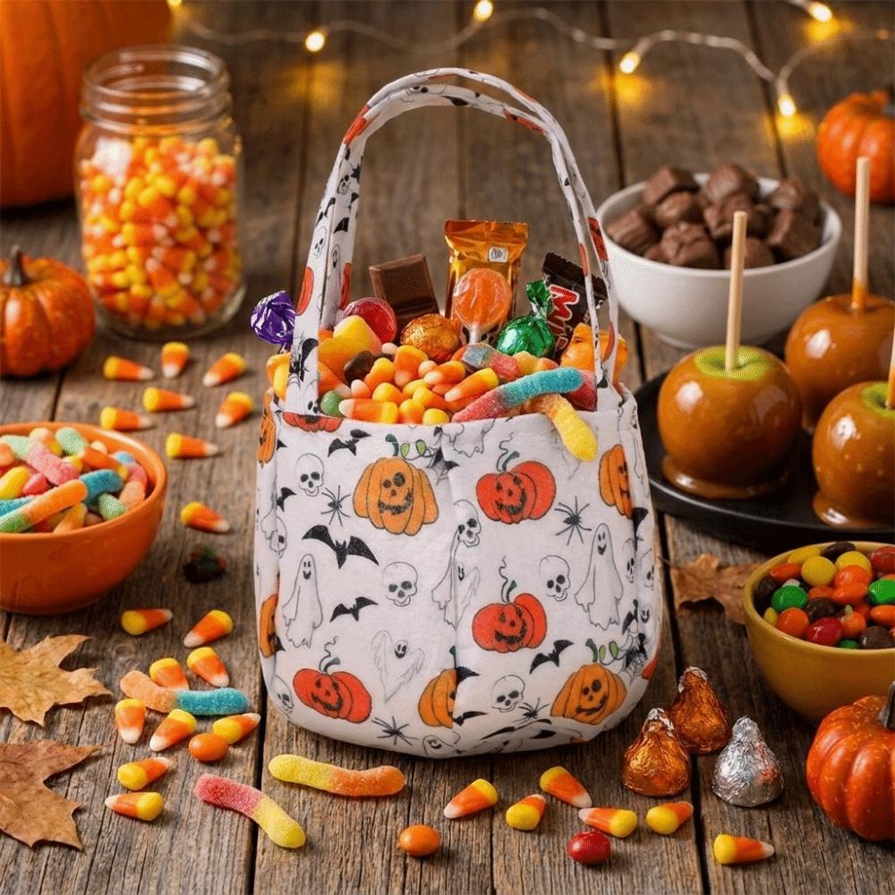 Portable Candy Bucket Non-Woven Pumpkin Candy Bucket Creative Trick-or-Treat Bag Trick or Treat