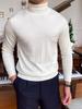 Men's Loose Plus Size High Neck Knit Sweater - Solid Color, Long Sleeve, Spring/Autumn/Winter