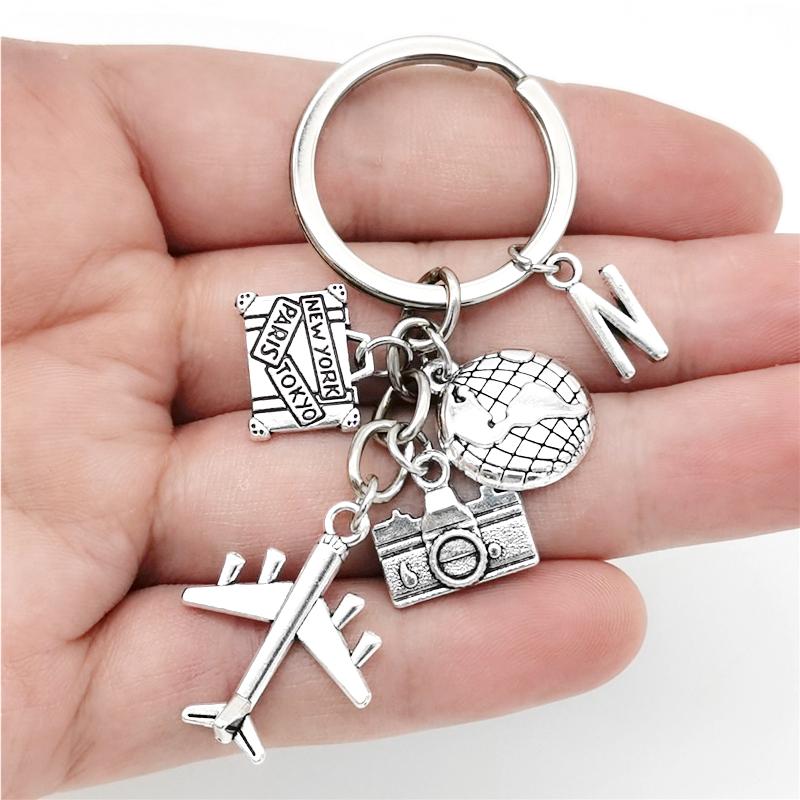 26 Букв Самолет Брелок Подвеска Самолет Брелок Земля Камера Шарм Брелок Лучшие Друзья Путешествия Ювелирные Изделия Подарки