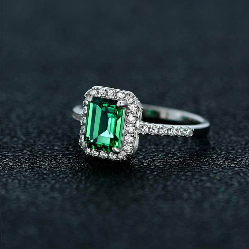 Gica Gema 925 Sterling Silver Simulation Emerald Vintage Wedding Rings For Women Top Quality Spaerking Diamond Party Jewelry Gifts