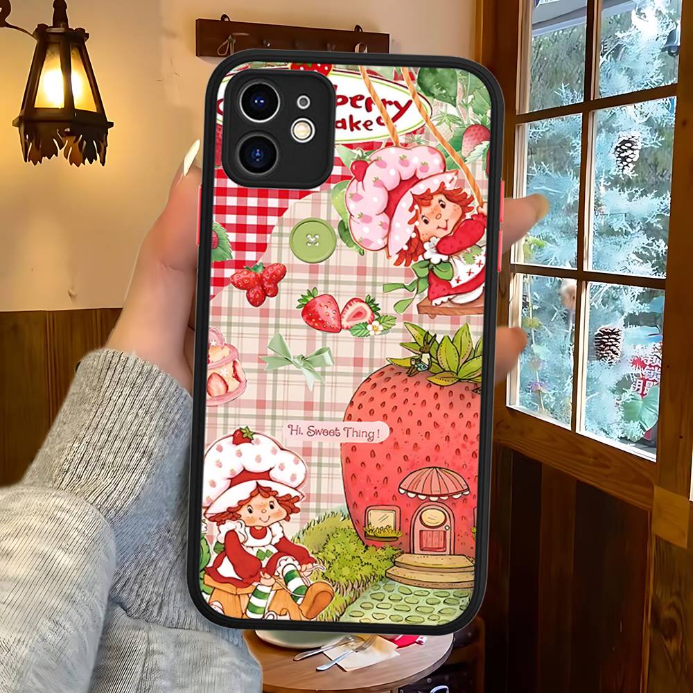 Girl Pink Strawberry S-Shortcake Phone Cases For IPhone 16 15 14 Plus 13 12 11 Pro Max Matte Oft Bumper Phone Cover