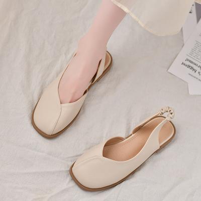 Новые летние туфли на плоской подошве с юбкой, нежные, простые, с закрытым носком, женские летние