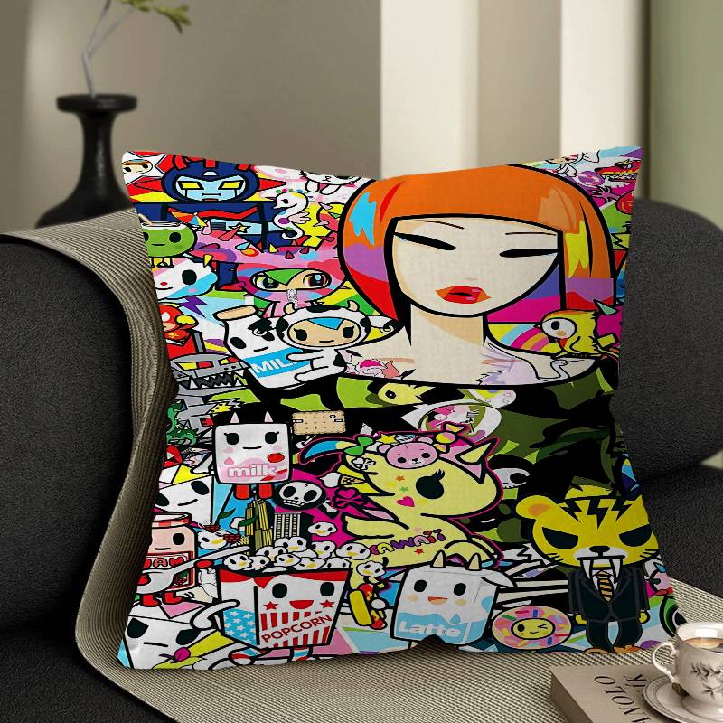 Cartoon Art Kawaii townTokidokiinside Cushion Cover Inches Farmhouse Decor Home Throw Pillow Covers for Couch Decorations