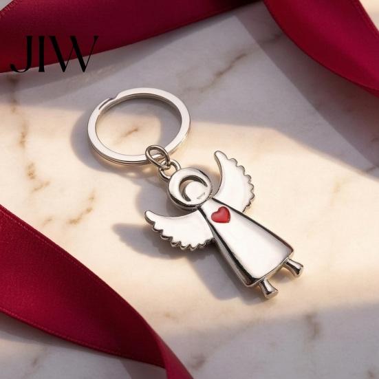 Angel Key Ring Keychain for Women Men, Love Heart Zinc Alloy Holder Car Ring, Handbags Charm Decorative Accessories Chain
