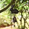 Animal Wind Chime Resin Animal Figurine with Metal Bell Retro Puppy Cat Wind Chime with Soothing Sound for Porch Patio Garden Balcony Doorway